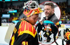 Erik Källgren svarar efter Charles Berglunds utspel mot Brynäsmålvakten.