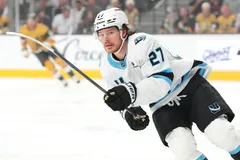 Barrett Hayton har skrivit på ett offer sheet med New Jersey Devils. Foto: Stephen R. Sylvanie-Imagn Images
