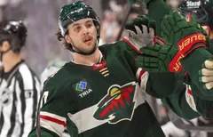Minnesotas Brock Faber har drabbats av en allvarlig huvudskada.
Foto: Bildbyrån