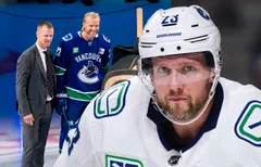 Alexander Edler återförenas med Sedin-bröderna. Foto: David Kirouac/CSM via ZUMA Wire och Bildbyrån (montage).