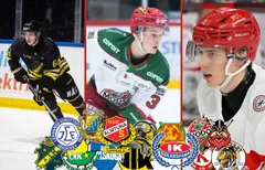 Edvin Isén, Hugo Hallin och Oliver Dejbjerg Larsen är tre spelare att hålla koll på i Hockeyallsvenskan. 
Foton: Bildbyrån