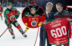 Max Friberg hyllades för sina 600 spelade matcher i Frölunda.