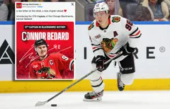 Connor Bedard är ny lagkapten för Chicago Blackhawks. Foto: Brad Penner-Imagn Images