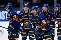 Oliver Wahlstrom jublar efter 1–0 mot Växjö. 
