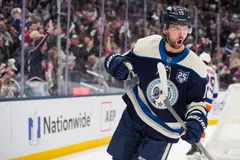 Adam Fantilli skriver ett jättekontrakt med Columbus Blue Jackets. Foto: Aaron Doster-Imagn Images