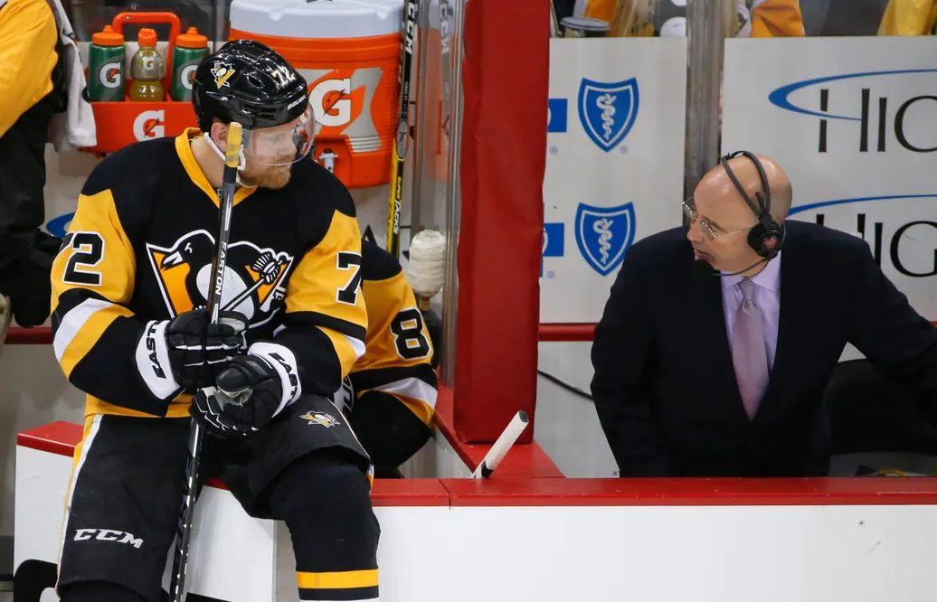 Patric Hörnqvist och Pierre McGuire under en match.