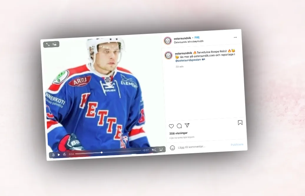 Roope Reini debuterade i KHL som 20-åring – klar för spel i Hockeyettan