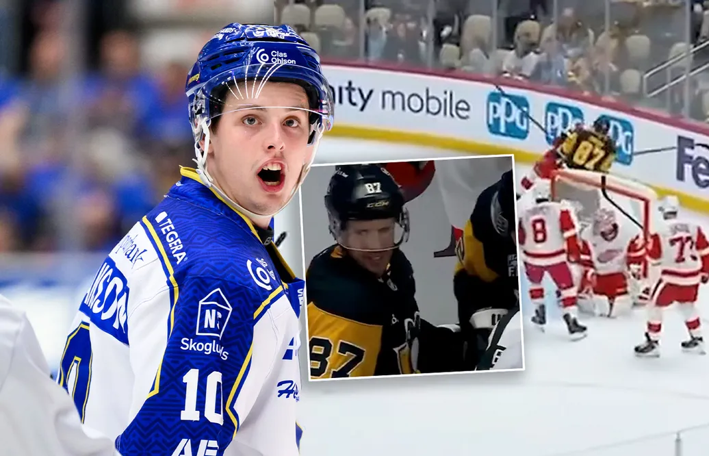 Sidney Crosby tröttnade på Anton Johansson i träningsmatchen. 