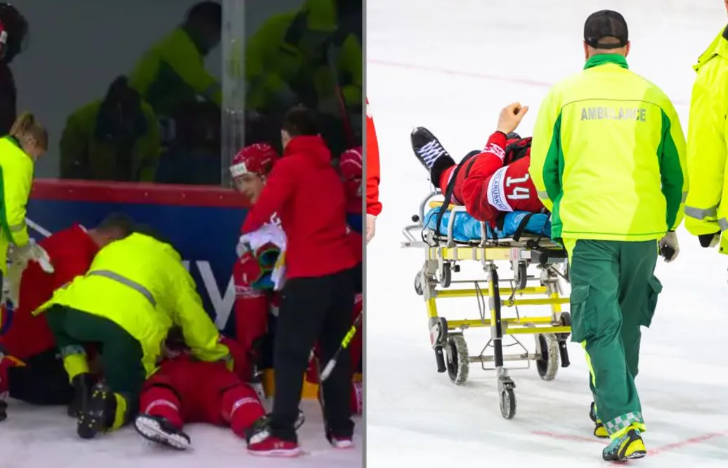 Otäcka bilder i Sveriges match – får rullas ut på bår