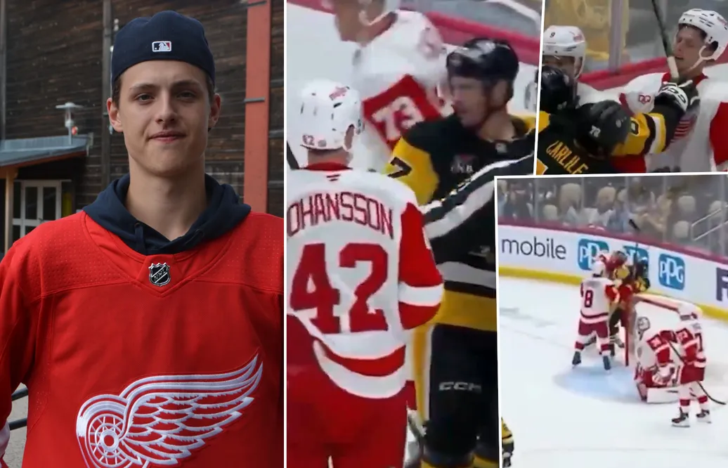 Anton Johansson råkade i luven på Sidney Crosby.