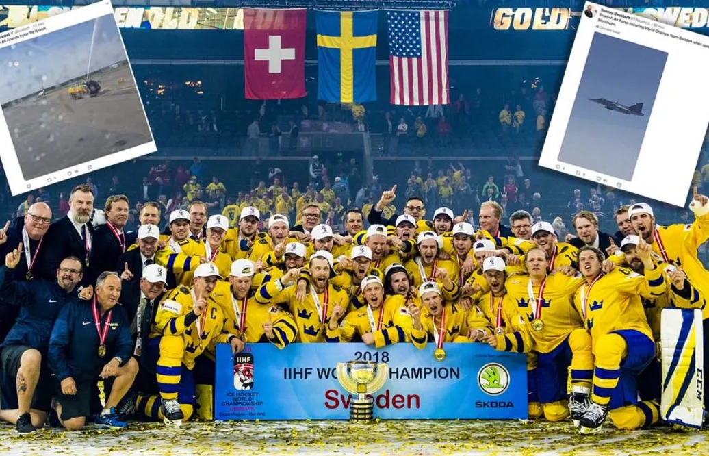 Flygvapen och räddningstjänst när guldhjältarna kom hem