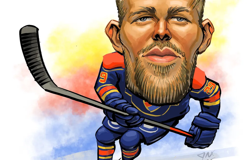 Fredrik Jax's målade karikatyr av Cehlin.