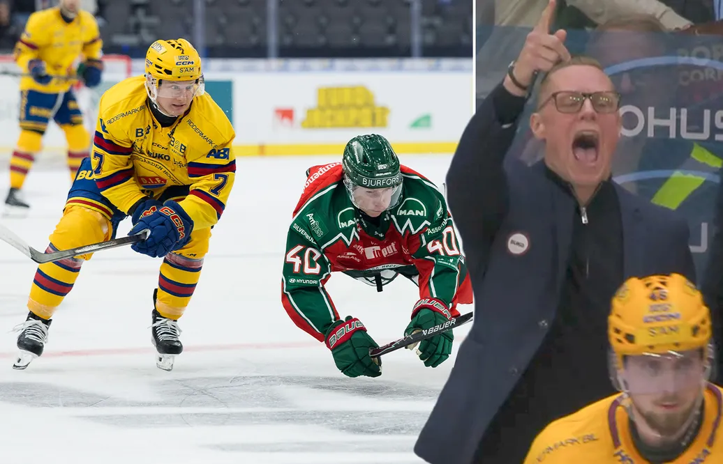 Noah Hasa flyger i isen mot Djurgården.