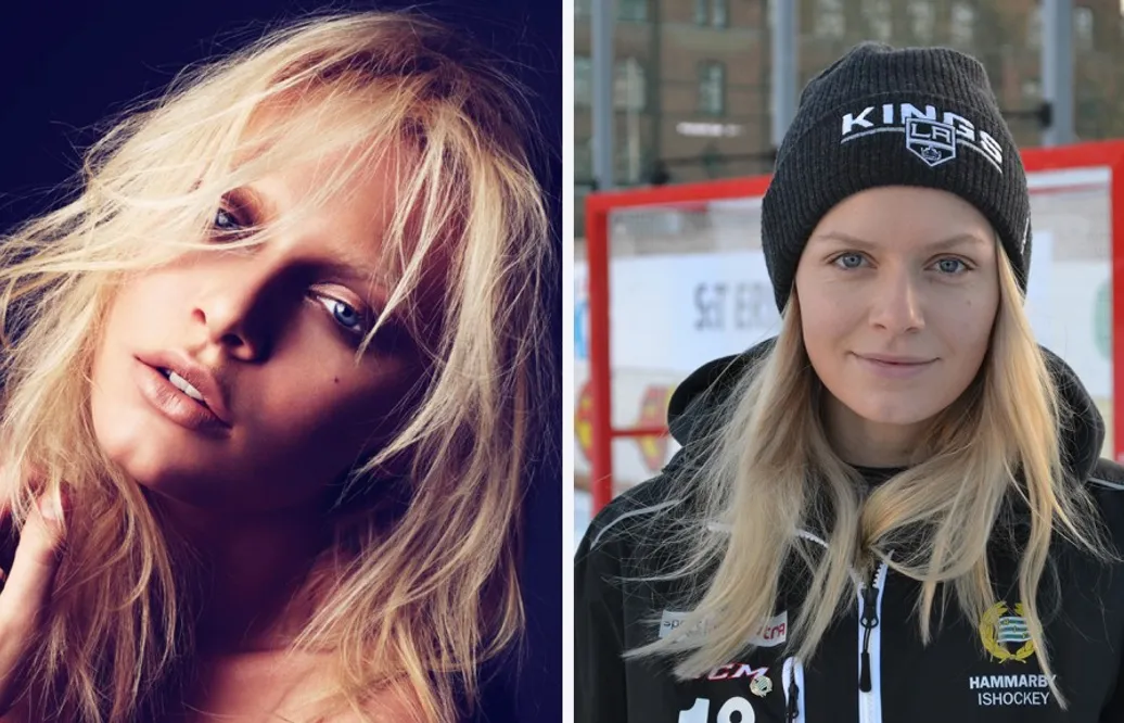Modell och hockeyspelare – nu berättar hon om sitt dubbelliv: ”Otroligt mycket märkliga jobb”