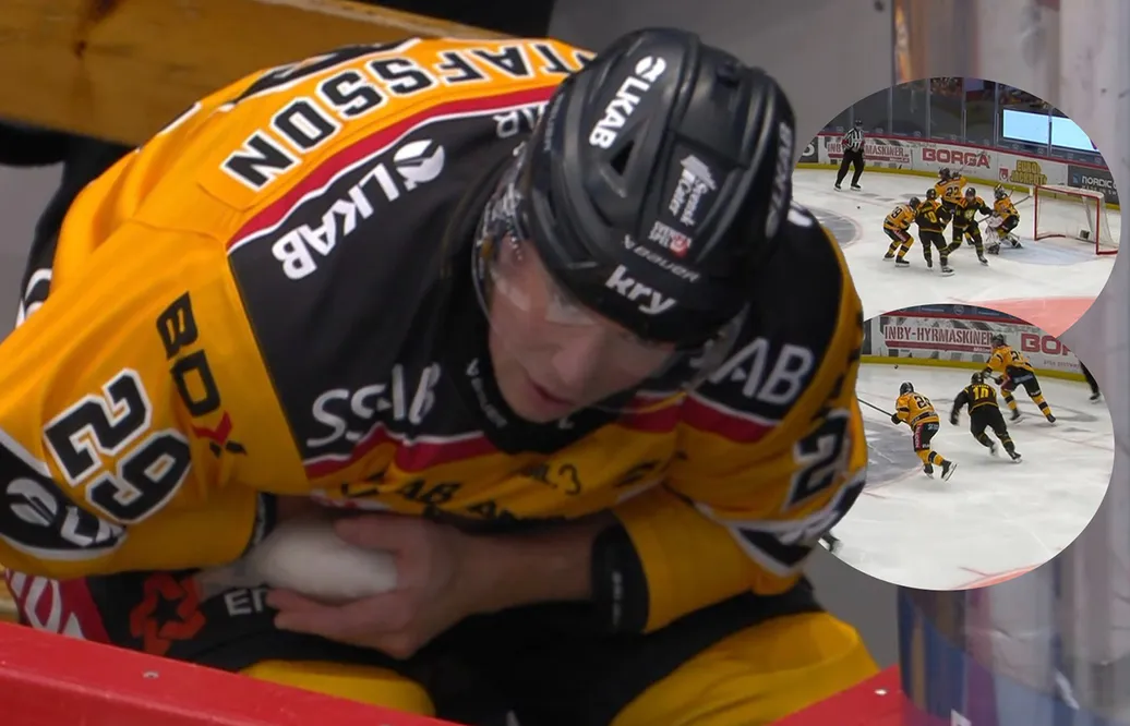 Erik Gustafsson täckte ett skott - och blev skadad.
Foto: Skärmklipp/TV4