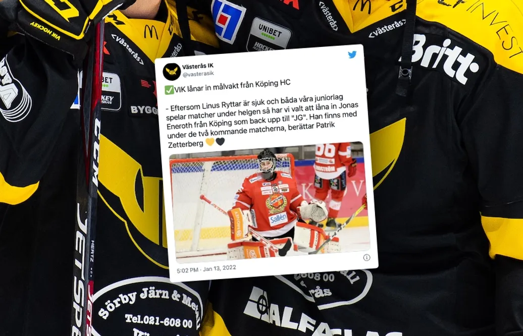 Linus Ryttar sjuk – Västerås lånar Jonas Eneroth från Hockeyettan