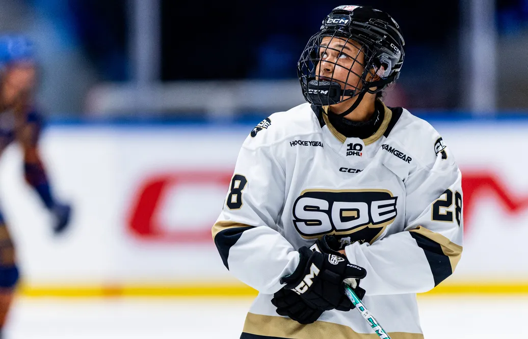 Olivia Sohrner sköt SDE till en viktig seger mot HV71. 
Foto: Caisa Rasmussen / BILDBYRÅN