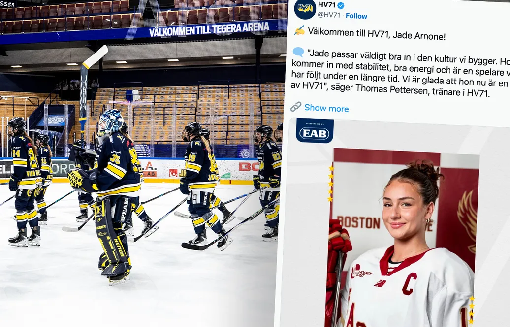 Jade Arnone flyttar till Sverige och HV71. Foto: X (HV71) och Bildbyrån.