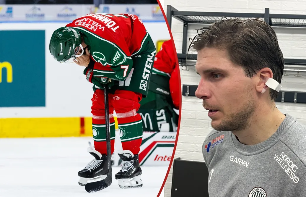 Henrik Tömmernes kom undan med en liten skråma efter att ha fått en skridsko i ansiktet.