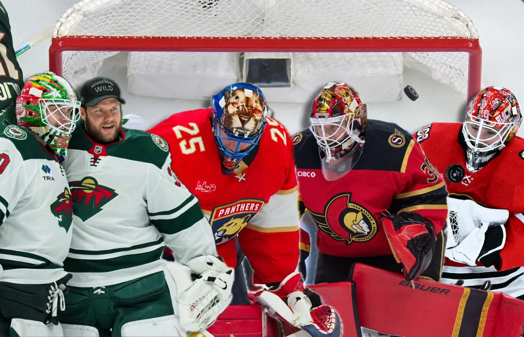 Hur står sig svenskar som Jesper Wallstedtm Filip Gustavsson, Jacob Markström, Linus Ullmark och Arvid Söderblom i Matt Larkins ranking av NHL:s bästa målvaktspar? Foto: Bildbyrån/Imagn Images (montage)