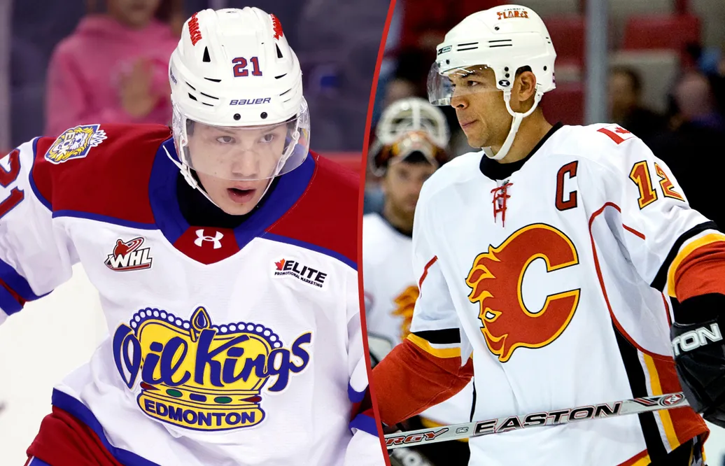 Joe Iginla draftades av Calgary Flames – där pappa Jarome Iginla har sin tröja i taket.