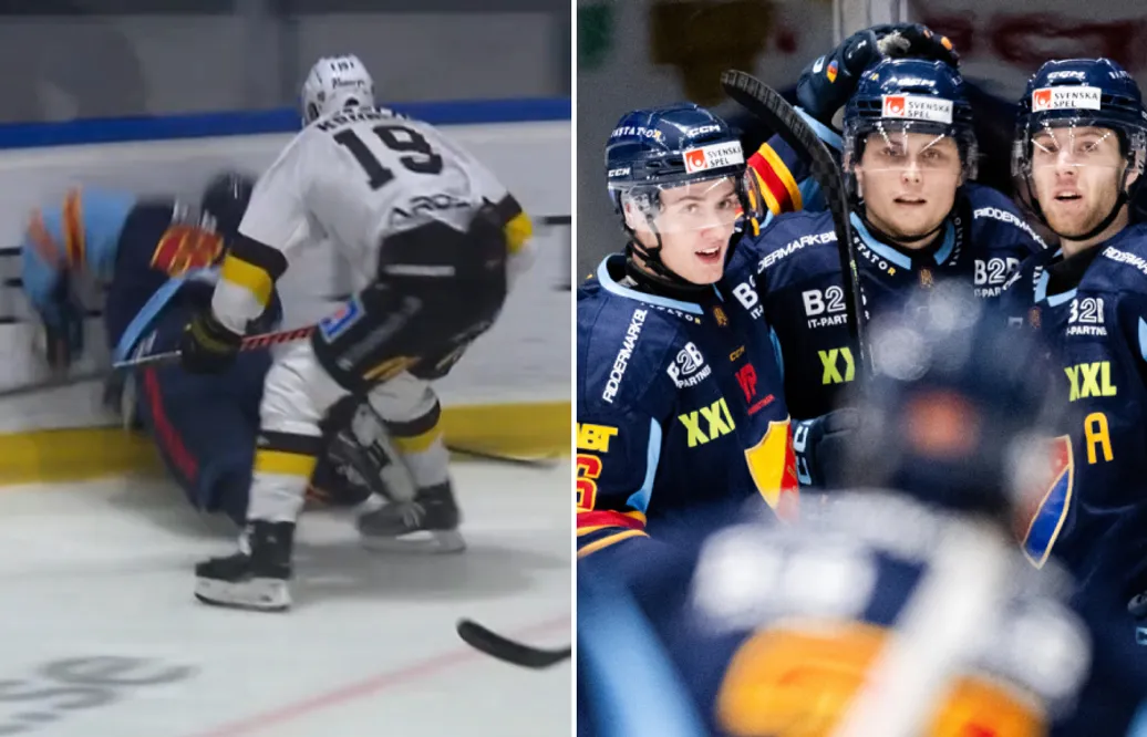 Amil Krupic får matchstraff efter crosschecking på Wiktor Nilsson