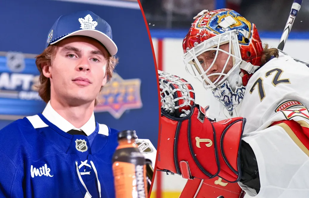 Gavin McKenna är redo att släppa nummer 72 till Sergej Bobrovskij. Foto: Steven Ellis/DailyFaceoff.com & Bildbyrån/Imagn Images