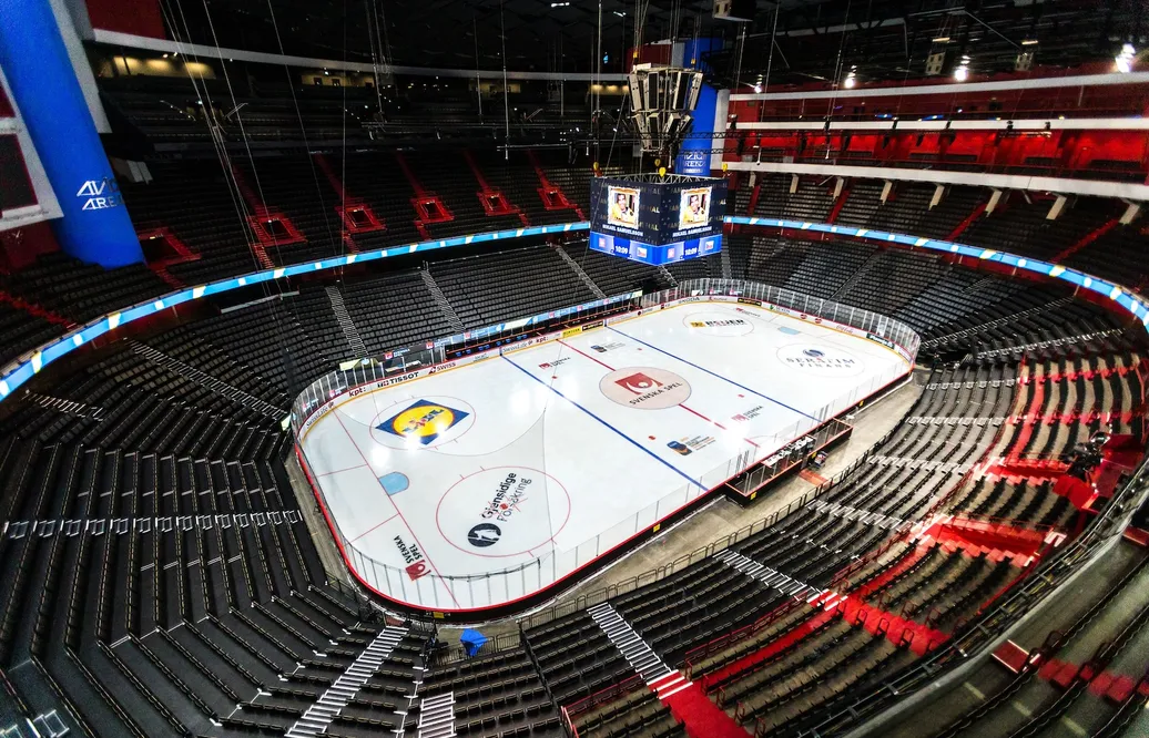 Avicii Arena inför landskamperna i Beijer Hockey Games i vintras