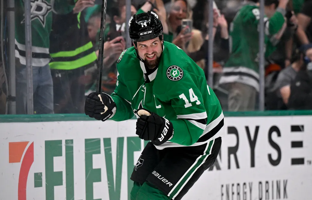 Veteranen Jamie Benn, 37, är klar för ytterligare en NHL-säsong. Foto: Jerome Miron-Imagn Images