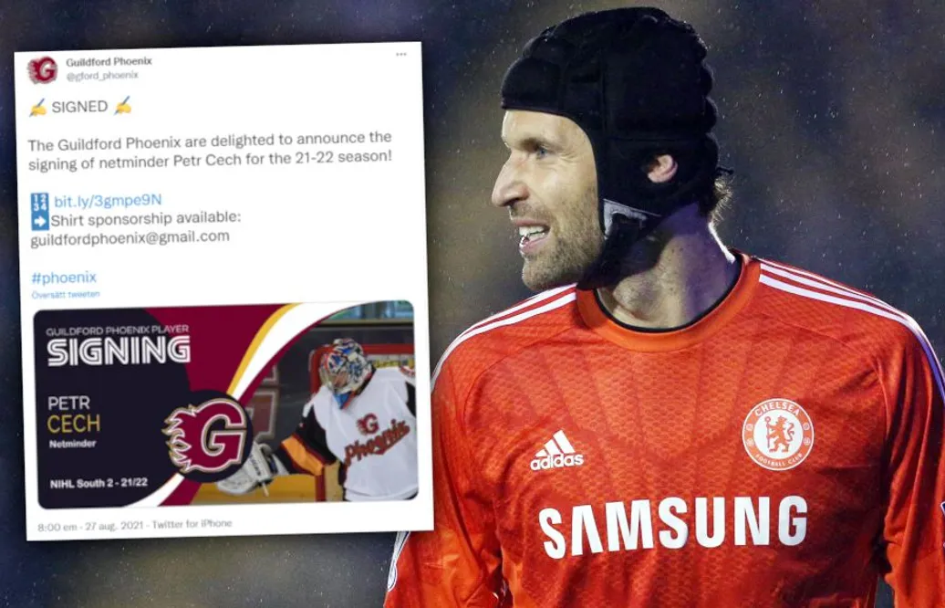 Petr Cech gör comeback – som hockeymålvakt