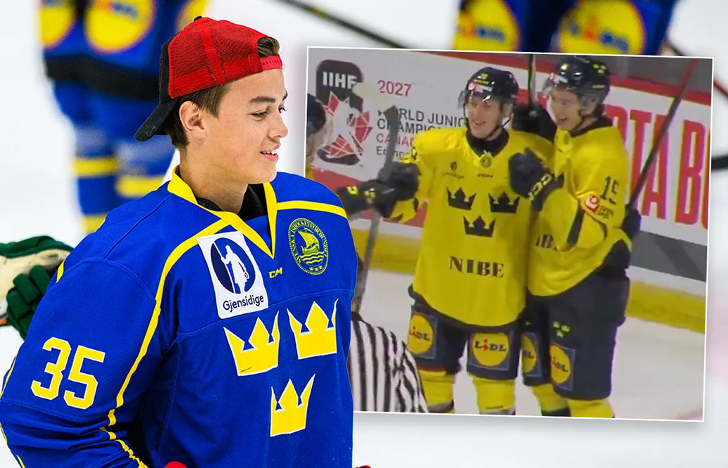 Kevin Törnblom räddade Juniorkronorna flera gånger om.