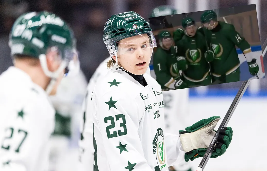 Mikkel Eriksen slog till för Färjestad.
Foto: Bildbyrån/TV4 Play.