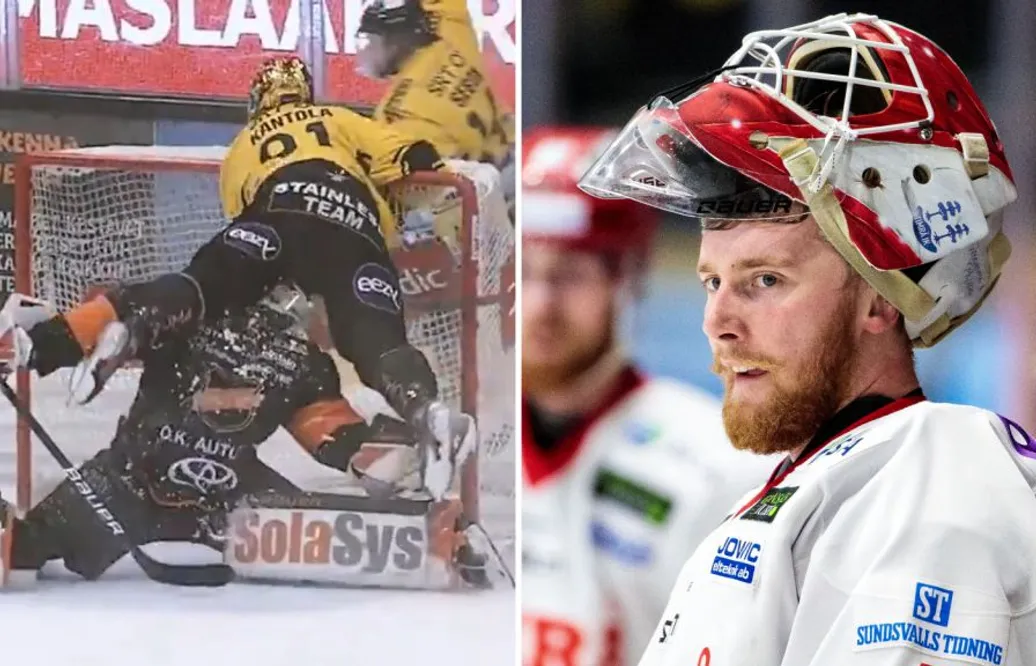 Svenske målvakten förd till sjukhus – efter otäck smäll