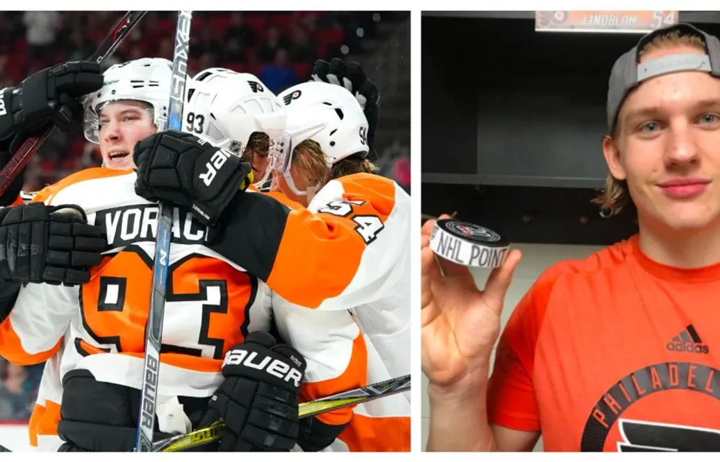 Nu har Lindblom gjort sin första poäng i NHL