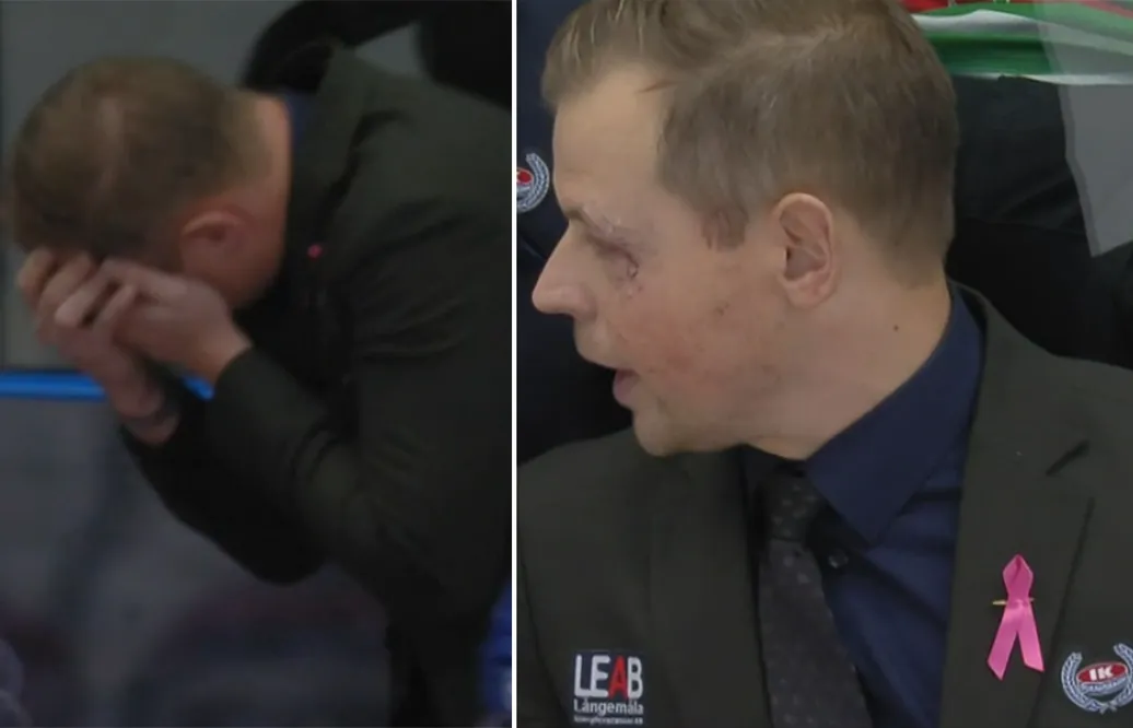 Martin Filander fick lämna båset - träffades av puck
