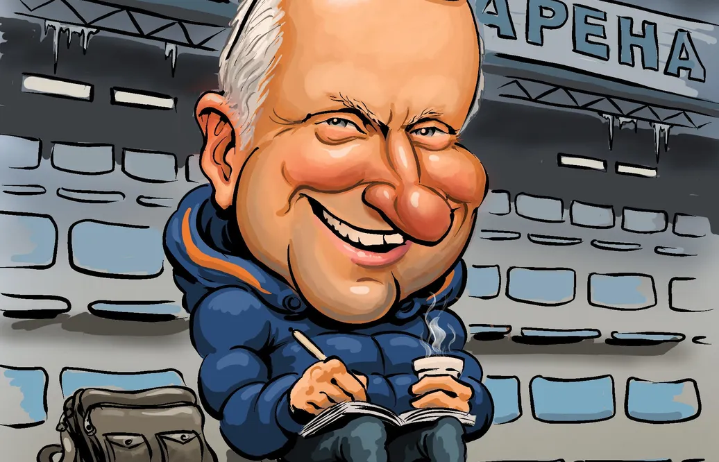 Fredrik Jax's karikatyr av Christer Rockström, i rollen som scout.