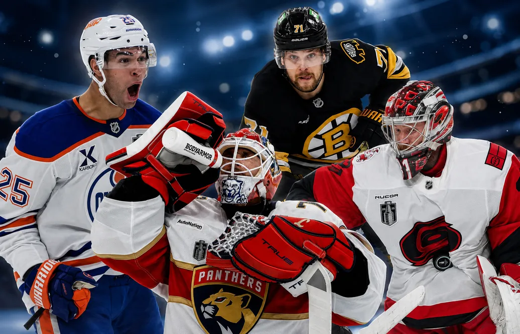 Darnell Nurse, Viktor Arvidsson, Sergej Bobrovskij och Frederik Andersen tillhörde spelarna som flyttade på sig 1 juli. Foto: Bildbyrån/Imagn Images (montage)