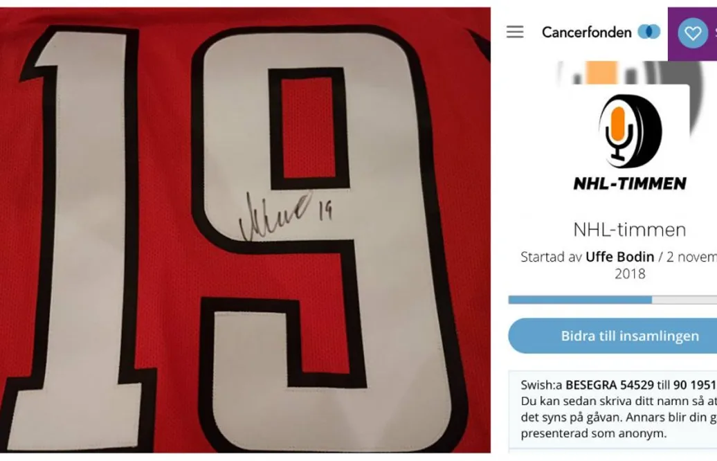 Stöd NHL-timmens insamling till Cancerfonden – buda hem signerad Bäckis-tröja