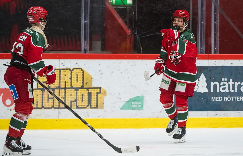 Mira Hallin och Viivi Vainikka var dominanta för MoDo Hockey.