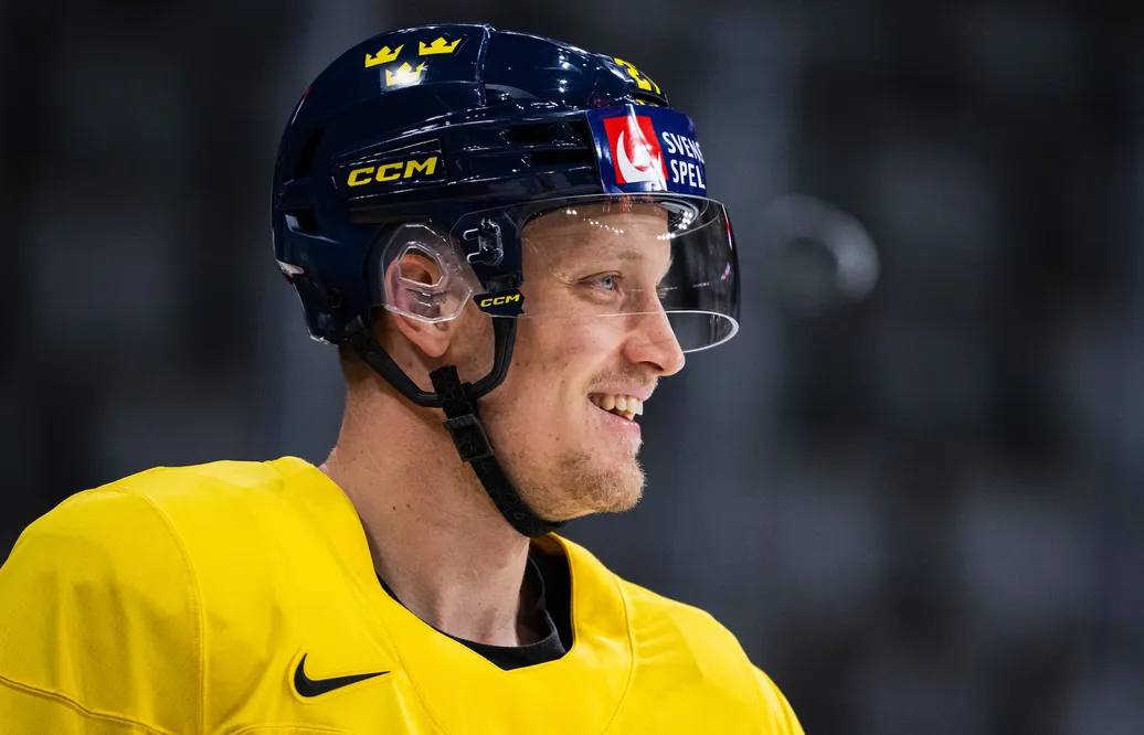 Gabriel Carlsson under en träning i samband med VM i Sverige