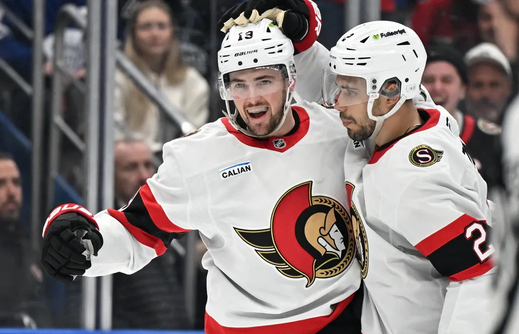 Drake Batherson skriver ett nytt åttaårskontrakt med Ottawa Senators. Foto: Dan Hamilton-Imagn Images