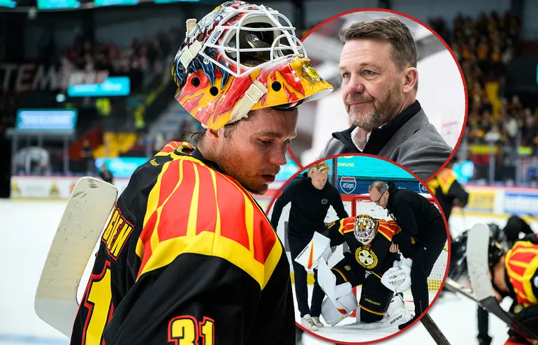 Erik Källgren svarar efter Charles Berglunds utspel mot Brynäsmålvakten. 