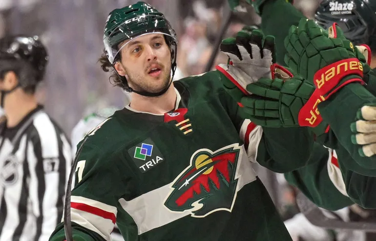 Minnesotas Brock Faber har drabbats av en allvarlig huvudskada.
Foto: Bildbyrån