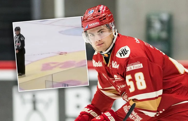 Hugo Jonasson klev av efter en otäck puckträff.