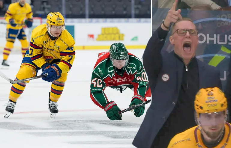Noah Hasa flyger i isen mot Djurgården.