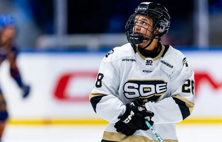 Olivia Sohrner sköt SDE till en viktig seger mot HV71. 
Foto: Caisa Rasmussen / BILDBYRÅN