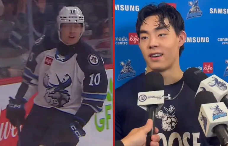 Kevin He skrev historia i AHL i natt.