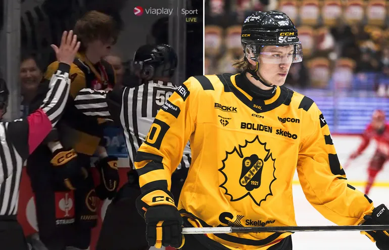 Olle Lundström rök ihop med Plzen-spelarna.