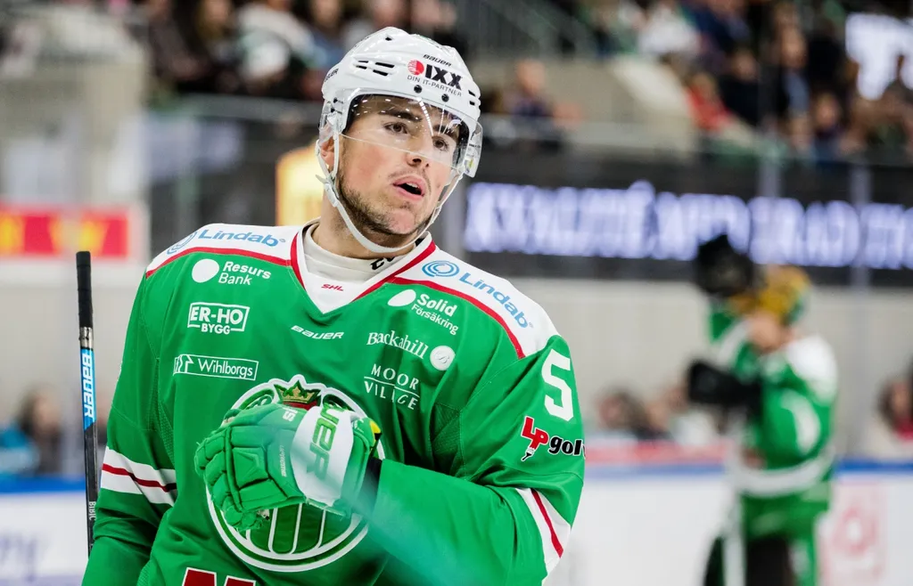 Alen Bibic under ishockeymatchen i SHL mellan Rögle och Skellefteå den 14 mars 2019 i Ängelholm