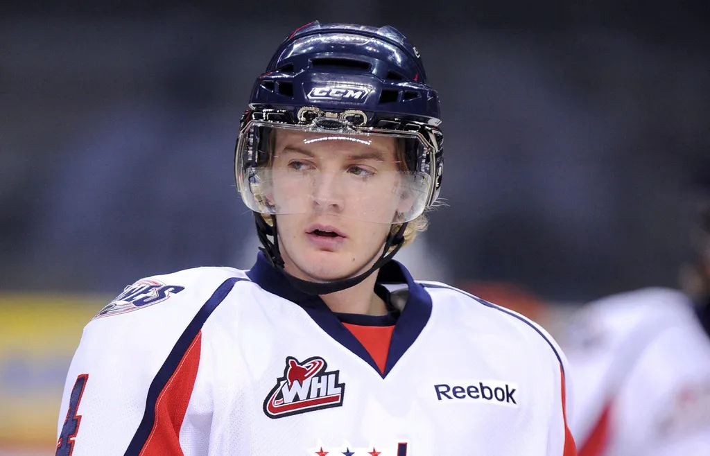 Albin Blomqvist under den ödesdigra tiden i Lethbridge Hurricanes i WHL. Foto: Larry MacDougal via ZUMA Wire